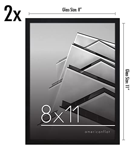 Americanflat 8x11 Picture Frame with Shatter-Resistant Glass - Set of 2 - Streamline Collection - Thin Border Photo Frame ...