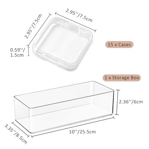 MEAJOIN 15 Pcs Clear Travel Jewelry Cases with Storage Box Plastic Jewelry Organizer Protective Container for Bracelets, N...