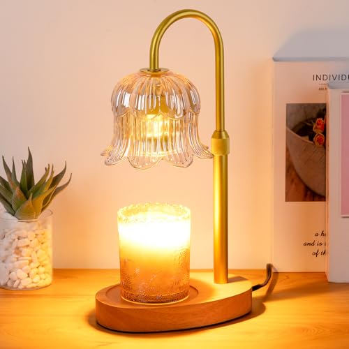 CRMILL Candle Warmer Lamp Electric Timer - Candles Warming Light Height Adjustable Dimmable Warmers Flower Lamps No Flame ...