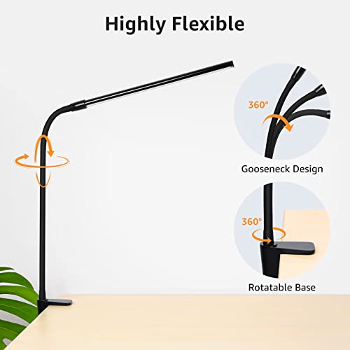 Lepro Clip on Desk Lamp LED Reading light Dimmable USB Small Clamp Lamp with 3 Color Modes 10 Brightness, Adjustable Flexi...