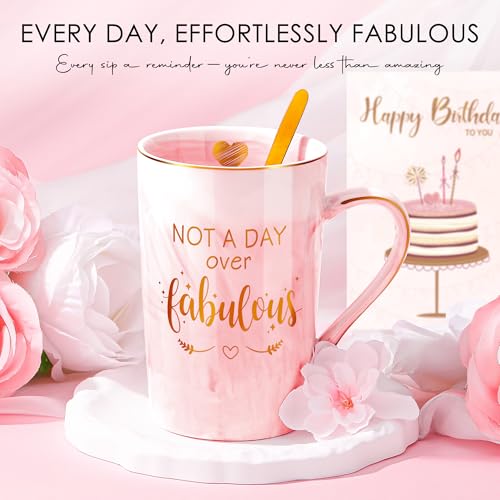 Birthday Gifts for Women Happy Birthday Gift Baskets for Women Unique Not A Day Over Fabulous Mug Gift ideas Pink Gifts Bo...