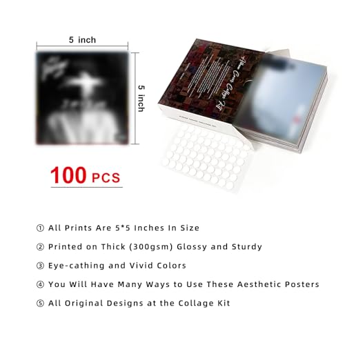 A ART·ZONE 100 Pcs 5x5 Inch | Posters Wall Collage Kit for Room, Album Cover, Music, Rapper, Band, Wall Poster for Bedroom