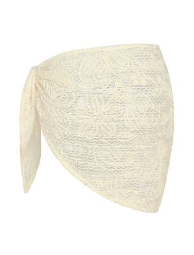 ZAFUL Women's Sarong Coverups Textured Mesh Scalloped Hem Triangle Bathing Suit Cover Up Mini Skirt