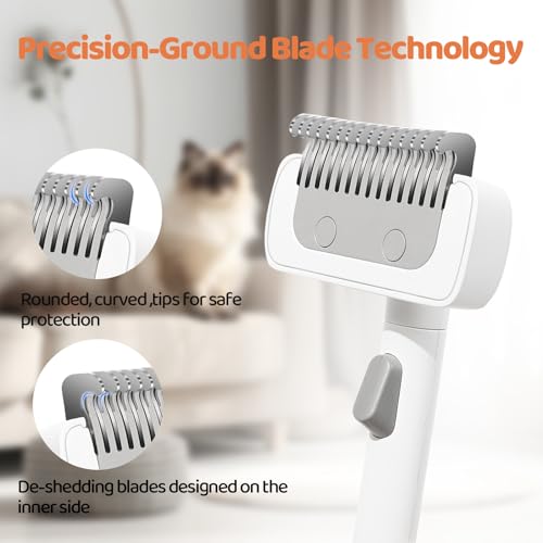Furgo Cat Brush for Long Haired Cats, Pet Grooming Brush for Matted Fur & Loose Hair, One-Click Hair Removal, Skin-Friendl...