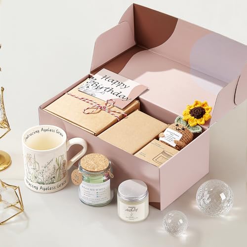 DHYGOTFUR Christian Birthday Gift Set for Women - Ceramic Mug, Bible Verse Jar, Scented Candle, Sunflower & Greeting Card...