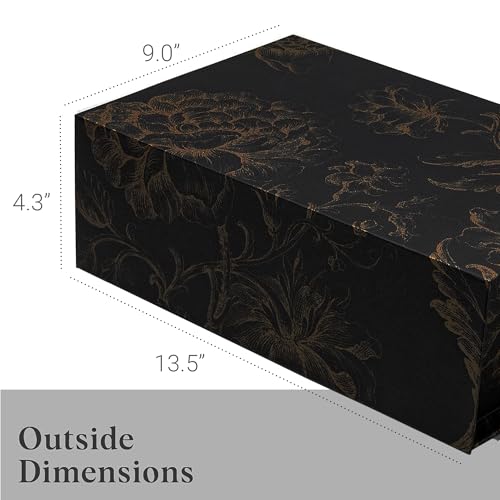 Sorarto Luxury Keepsake Gift Box | Black Gold Floral Decorative Boxes with Magnetic Lids for Presents, Wedding Memory Box,...