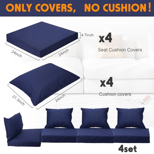Mindsoft 4 Set Patio Cushion Covers Replacement Water UV Resistant Outdoor Cushion Slipcovers with Zipper Chair Seat Cover...