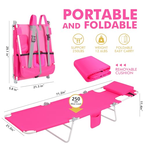 3 in 1 Women Comfort Backpack Beach Tanning Lounge Chair with Cushion Face Hole Softer Padded Adjustable Washable, Layout ...