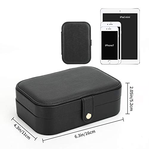 FEISCON Small Jewelry Box Necklace Ring Storage Organizer Mini Jewelry case Double Layer Travel Jewelry Organizer for Wome...