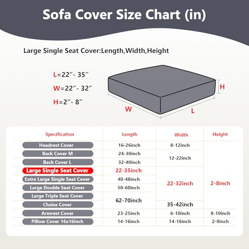 Yoovat Couch Cushion Covers for Sofa Couch Covers Wear-Resistant Universal Sofa Cover Washable Stretch for Sectional Slipc...