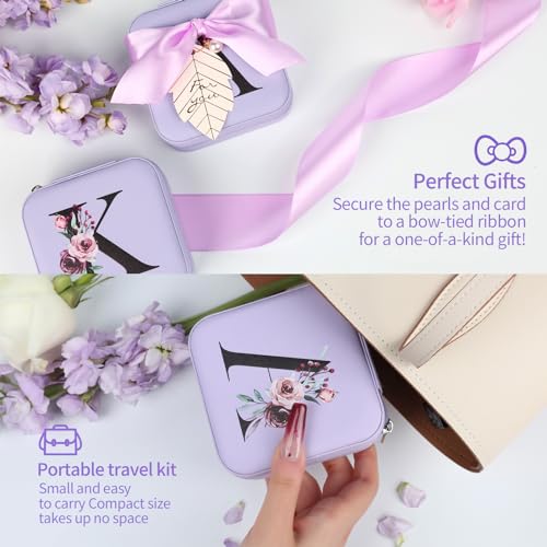 AYGXU Travel Jewelry Box for Women and Girls - Small Case With Initial A-Z - Teacher Gifts