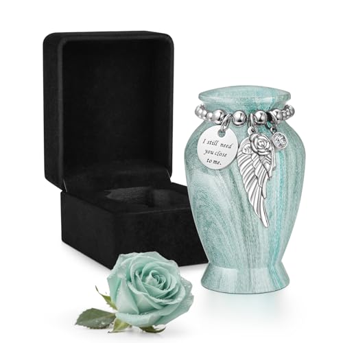 Dletay Small Urns for Human Ashes Keepsake with Box 2.85 Inch Memorial Mini Cremation Urn for Women Men Aluminum Decorativ...