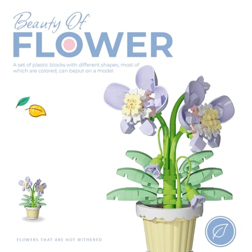 Jollcnoia Orchid Mini Flower Potted Bonsai Building Toy Blocks Particle Flower Botanical