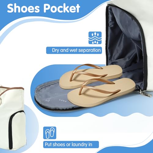 Lekesky Beach Bags for Women Large Waterproof Beach Tote Bags with Zipper Beach Bag Waterproof Sandproof Swim Pool Bag