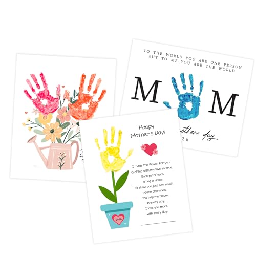 DIY Mothers Day Gifts from Kids Daughter, Pack 3 Mother’s Day Handprint Art Craft DIY Gift, Floral Bouquet Keepsake, Best ...