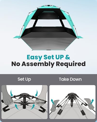 OutdoorMaster Beach Tent with Blackout Shelter Technology, Portable Sun Shade Shelter 4 Person, Pop Up Beach Tents with UP...