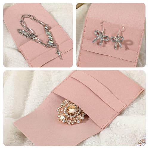 MAQUITA 40 Pcs Small Microfiber Jewelry Pouch Gift Bulk with Band, Jewelry Packaging Bag Luxury Small Gift Bags Tiny Micro...