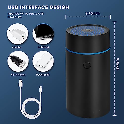 Car Fragrance diffusers, Air fresheners,USB-Powered Mini Ultrasonic Mist Humidifier Oil Diffuser for Vehicle