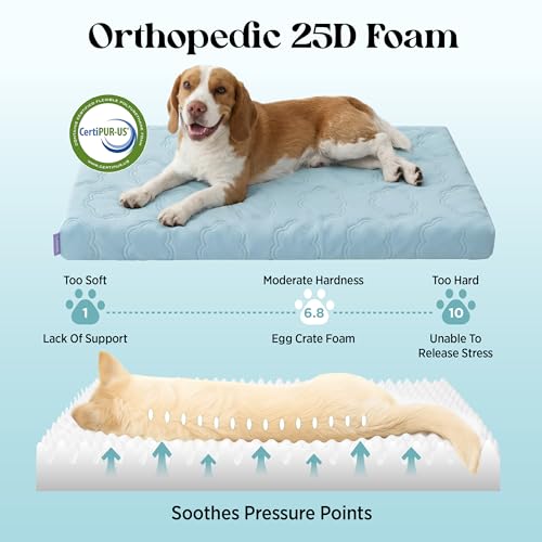 LE SURE Cooling Dog Beds Large Sized Dog, Q-Max>0.5 Cooling Mat with Removable Washable Cover, Breathable Orthopedic Egg C...