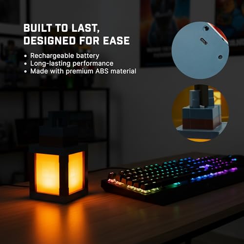 HomeLuvo Pixelated Lantern Night Light Lamp - 16 Color RGB Table or Hanging Pixel Mood Light with Chain - Wall Mountable T...