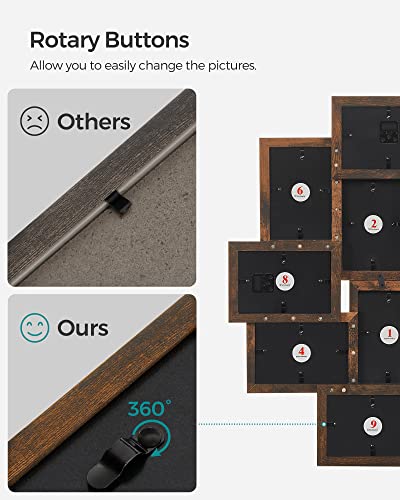 SONGMICS 4x6 Collage Picture Frames, 10-Pack Photo Collage Frame for Wall Decor, Glass Front, Assembly Required, Rustic Br...