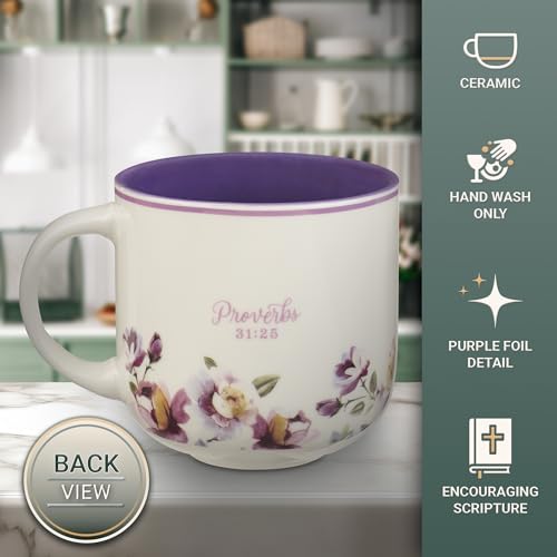 Christian Art Gifts Large Inspirational Ceramic Coffee & Tea Mug for Women: Strength & Dignity Encouraging Bible Verse, Cu...