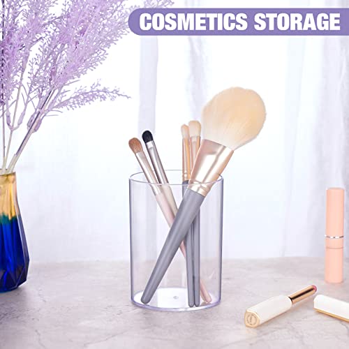 NiOffice Stylish Clear Acrylic Desk Organizer Pen and Pencil Holders Set of 3, Round Makeup Brush Storage Perfect for Hom...