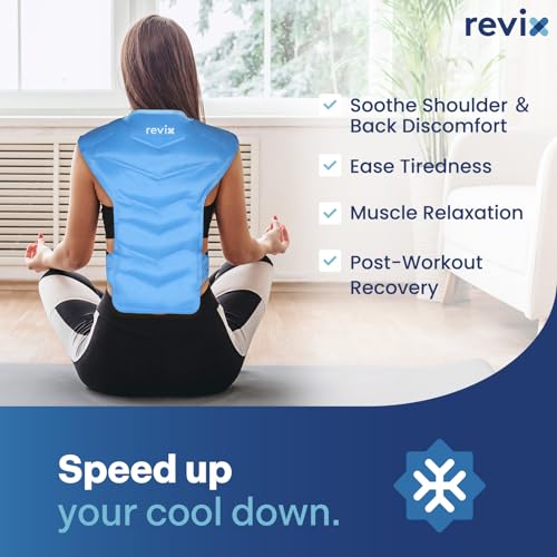 REVIX Large Ice Pack for Shoulder and Back with Straps, Reusable Full Back Ice Pack Wrap Cold Compression Therapy for Disc...
