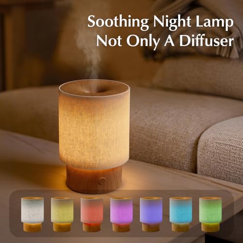ARVIDSSON Essential Oil Diffuser with Fabric Cover, 100ml Aromatherapy Diffuser for Home, Ultrasonic Diffuser with Night L...