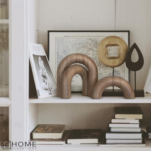 Product Elevations Wooden Arch Decor Set of 3 - Shelf Decor Aesthetic for Coffee Tables, Bookshelves, & Entryways - Acacia...