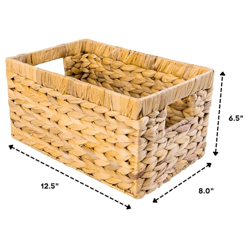 M4DECOR Set of 6 Wicker Storage Basket, Water Hyacinth Storage Baskets, Wicker Storage Baskets for Shelves, Wicker Baskets...