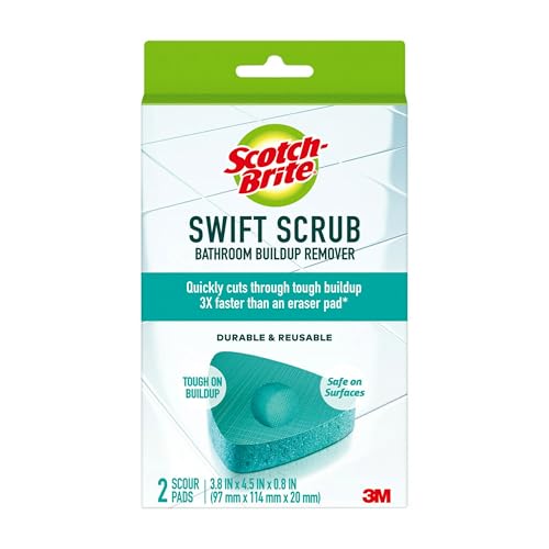 Scotch-Brite Swift Scrub Bath Cleaner Scrubbers, Soap Scum Remover for Cleaning Bathroom, Bathroom Scrubber Pads Safe for ...