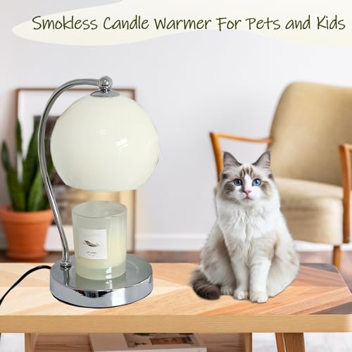 WARMCITY Modern Candle Warmer Lamp, Wide Base Candle Warming Lamp with Timer and Dimmer, Adjustable Wax Burner Light Top D...