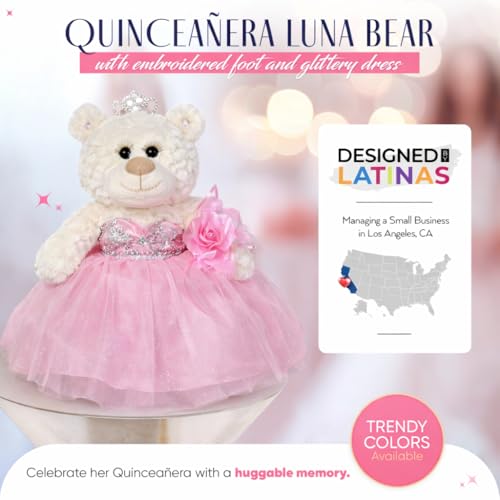 KINNEX COLLECTIONS SINCE 1997 Classic Size Quinceañera Bear with Elegant Dress – Gift-Ready Keepsake and Centerpiece Decor...