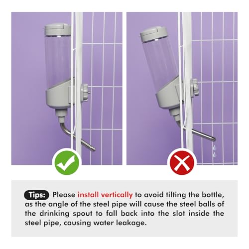 VANNON Top Fill Dog Water Dispenser for Cage, 23oz Auto Feeding Crate Water Bottle for Dogs, Cats & Rabbits, Pet Nozzle Di...