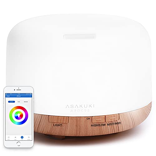 ASAKUKI Smart Wi-Fi Essential Oil Diffuser, App and Voice Control Compatible with Alexa, 500ml Aromatherapy Humidifier for...