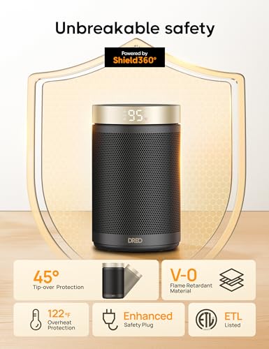 DREO Space Heater, Portable Electric Heaters for Indoor Use with Thermostat and Remote, 2024 Upgraded, Digital Display, 12...