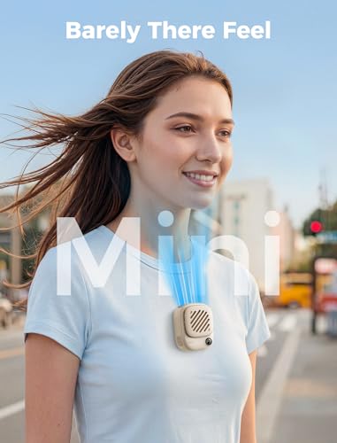 Aecooly Mini Portable Neck Fan, Mighty Hands Free Fan, Magnetic Fit Click 01 USB Rechargeable [10H Max Cooling Time], Pers...