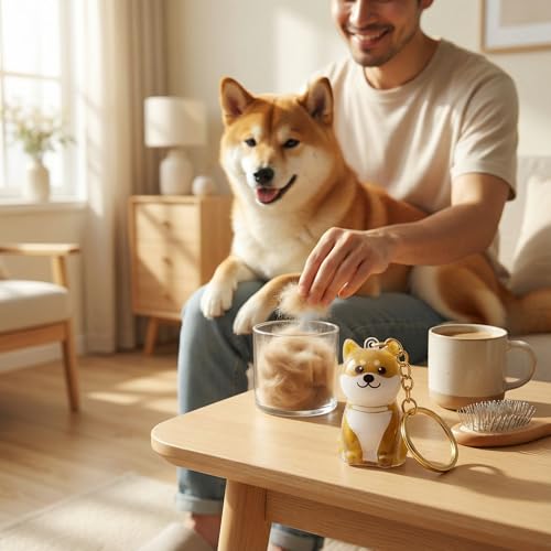 BeSpace Dog Hair Keepsake, Dog Hair Collector Keychain Charm Memorial Storage Box, Pet fur Collection Transparent Capsule,...