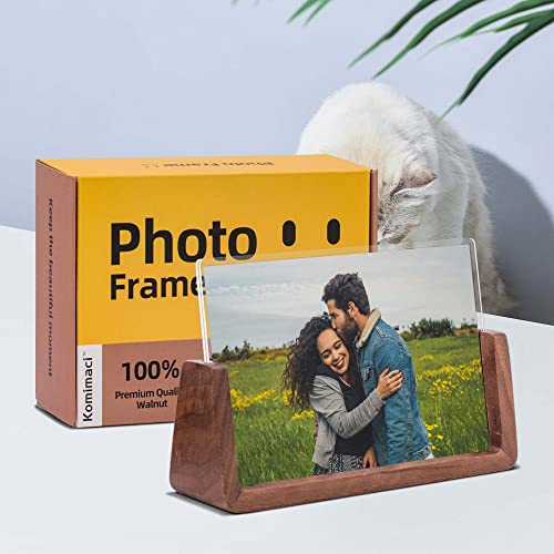 Komimaci 4x6 picture frames, Solid Rustic Wooden Photo Frames with Walnut Wood Base and High Definition Acrylic Glass Cove...