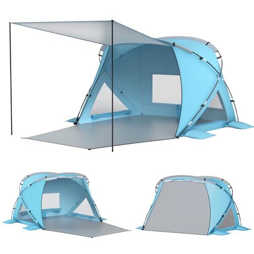 Elegear Beach Tent Sun Shelter with Canopy, CumbreX™ 4-6 Person Pop Up Beach Tent, Easy Setup UPF 50+ UV Protection Portab...