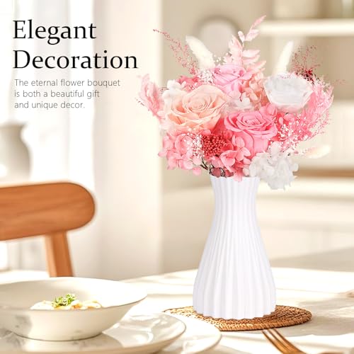 Preserved Flowers Bouquet 4 Roses - Pink Roses & Flowers for Delivery, Long-Lasting Real Roses Forever, Mothers Day Gifts ...