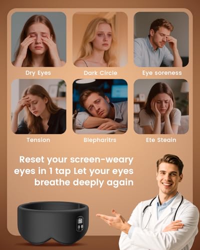 Anydance Heated Eye Mask - Cordless Eye Mask for Dry Eyes, Eye Relief, Improved Sleep, Timed Shutdown, 4 Temperature, Wash...