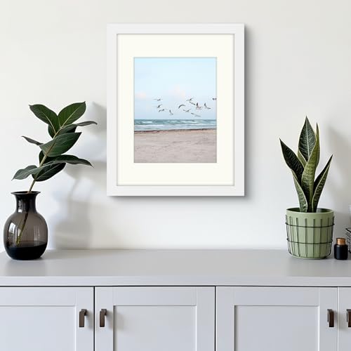 Frametory, 11x14 Frames Display 8x10 Picture with Mat or 11x14 Photo Without Mat, Shatter-Resistant Glass, Pre-Installed W...