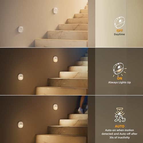 Lyridz Rechargeable Night Light, Motion Sensor Battery Nightlight, Mini Stick-on LED Closet Light, 1-20LM Dimmable Brightn...