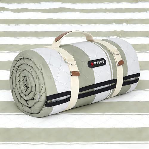HX&OD Outdoor Picnic Blanket Extra Large, 80”x60” Waterproof Picnic Mat Foldable Camping Blanket Portable with Carry Strap...
