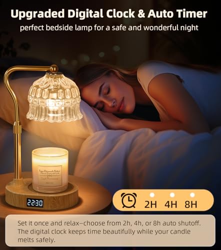 Candle Warmer Lamp with Timer | Adjustable Height & Dimmable | Base Control with GU10 Heating Bulb | Stylish Flameless Wax...