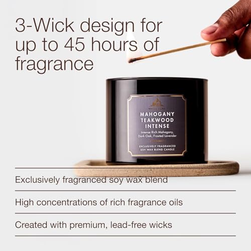 Bath & Body Works Mahogany Teakwood Intense 3-Wick Candle - Scented Candle for At-Home Use - Long-Lasting, Room-Filling Fr...