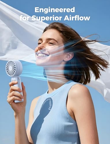 Aecooly Mighty Portable Handheld Fan | 20H Max Cooling Time | 3 Flexible Modes | 5 Speeds Wind | Battery Level Display | U...