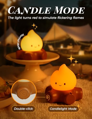 WANIDEA Fake Campfire Lamp, Ambient Lighting, White Noise Soothes The Mood, Portable Rechargeable Night Light, Candlelight...